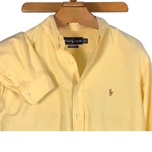 Ralph Lauren Mens Yellow Classic Fit Long Sleeve Button Down Shirt 17 34-35